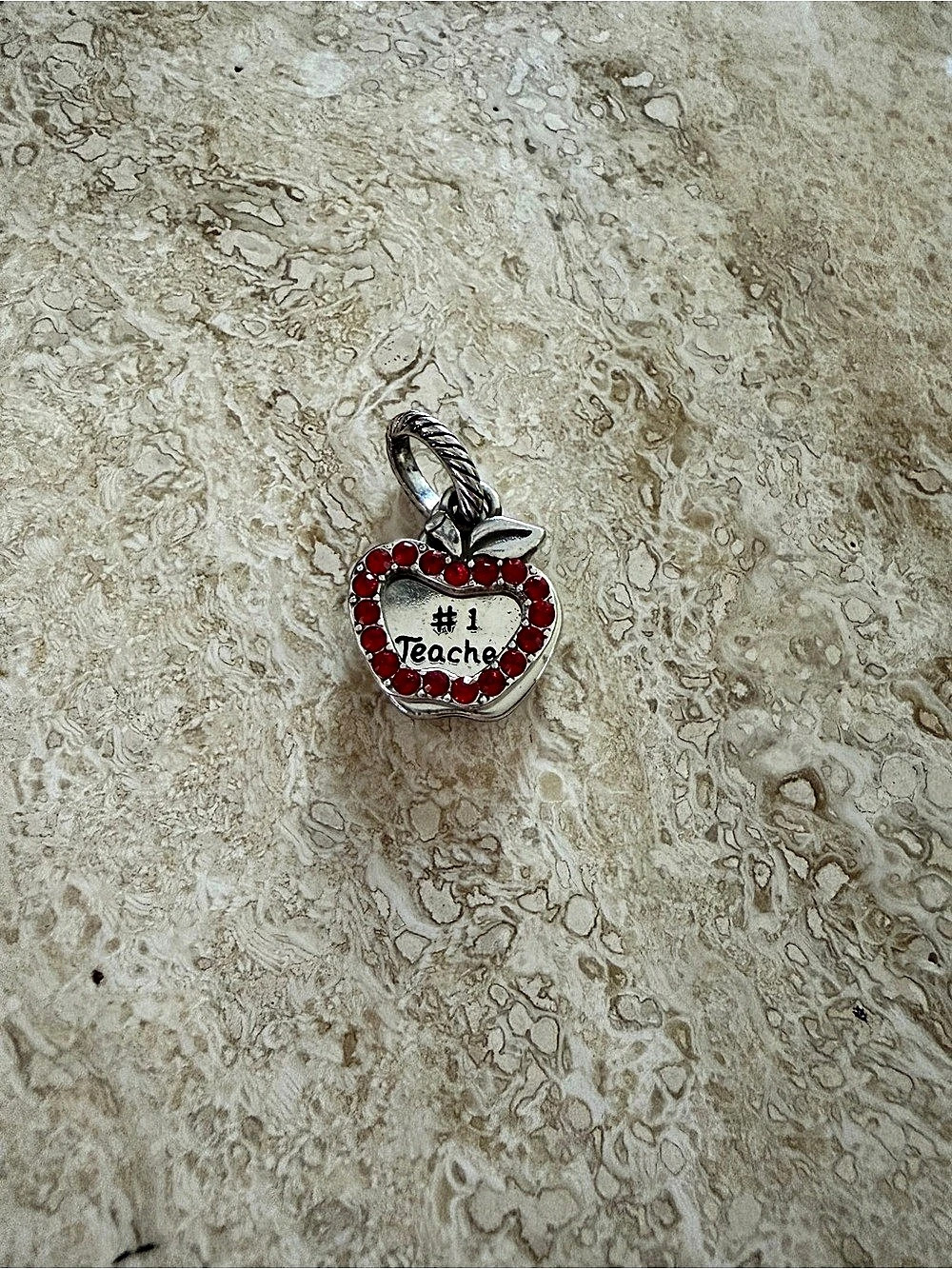 Brighton Teacher Charm Silver & Red
